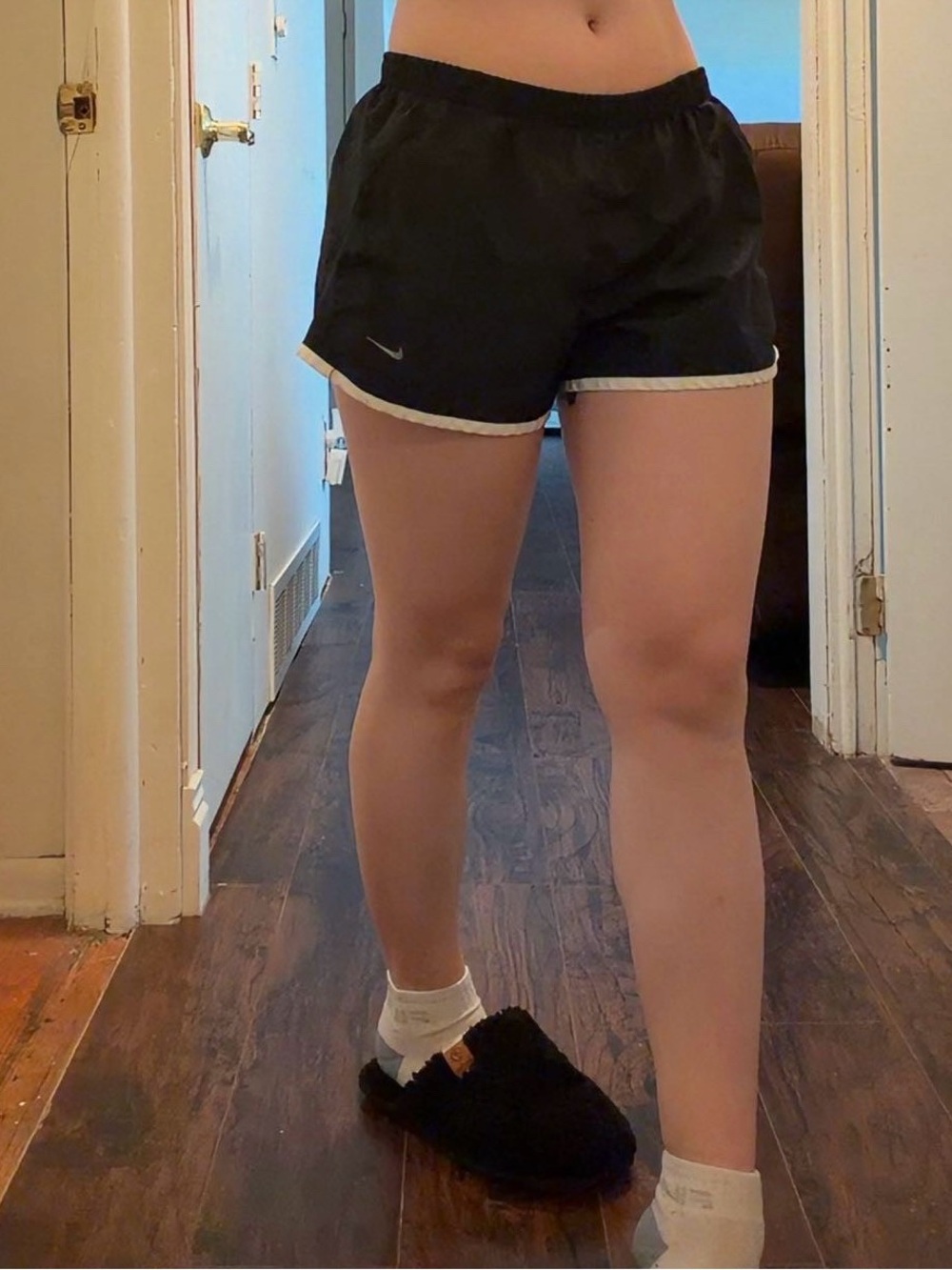Nike Black Athletic Running Shorts with White Trim